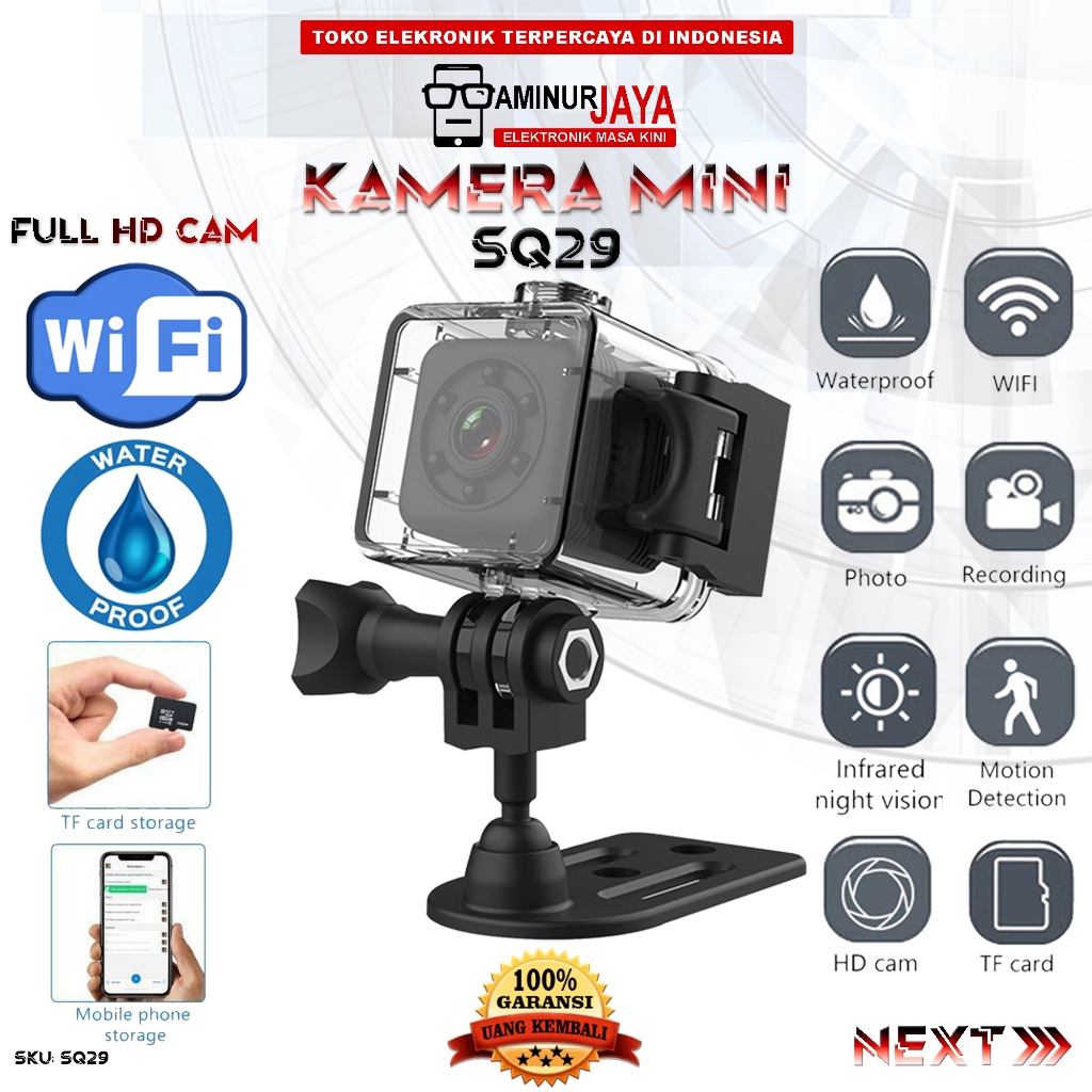 Spy Cam Camera SQ29 Wifi Wireless HD 1080P Kamera Mini Action Sport Waterproof Perekam Record Vidio 