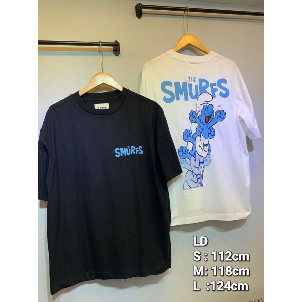 Kaos oversize bahan cotton The smurfs