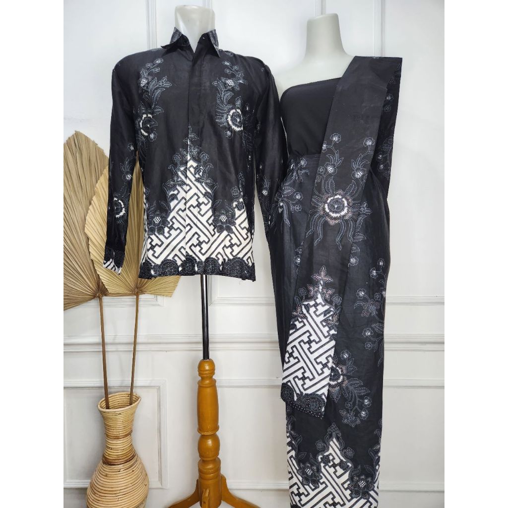 BATIK SOLO - Batik Couple Kemeja Pria dan Rok Wanita AYANA Baju Couple Kondangan Batik Wisuda Bawaha