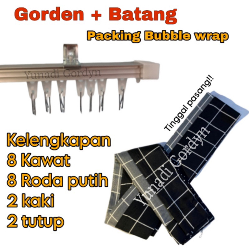 Gorden kotak 1 set lengkap dengan batang gorden 1 meter fullset tinggal pasang