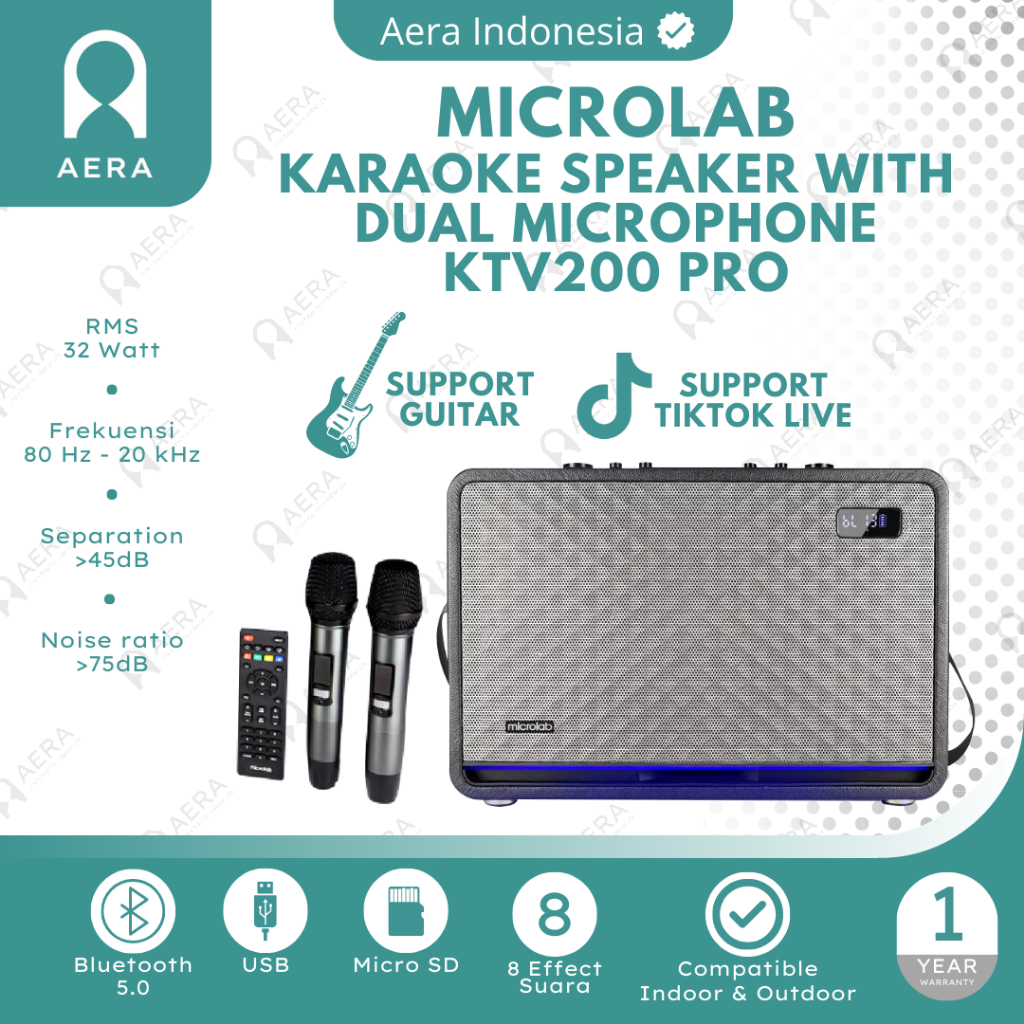 Microlab Speaker KTV200 Pro | Speaker With Dual Microphone | Speaker Karoke | Speaker With Mic
