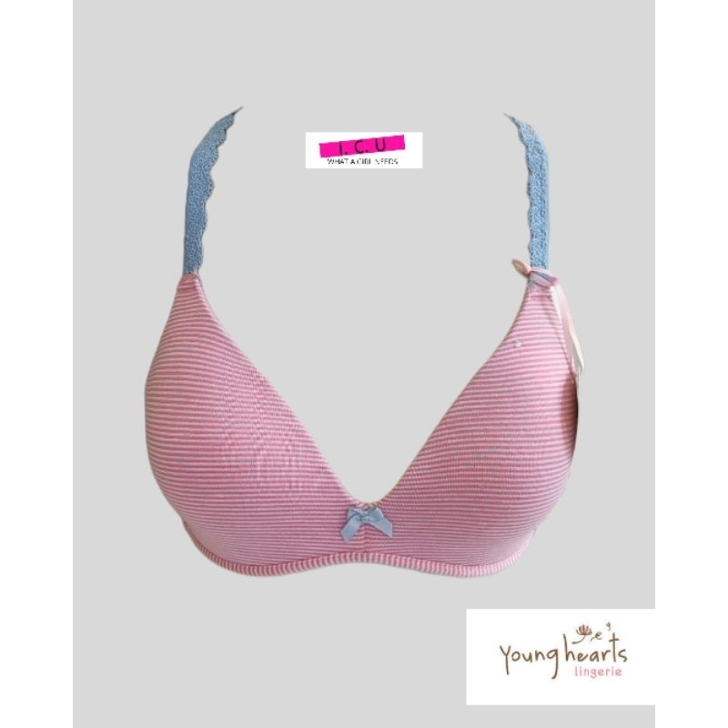 Bra Tanpa Kawat Busa Tipis Wireless Triangle Pakaian Dalam Wanita Original Young Hearts Y23-20069B P