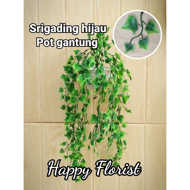 Daun Rambat Plastik Artificial Palsu Tanaman Hias Dekorasi Hiasan Dinding Murah dengan POT GANTUNG