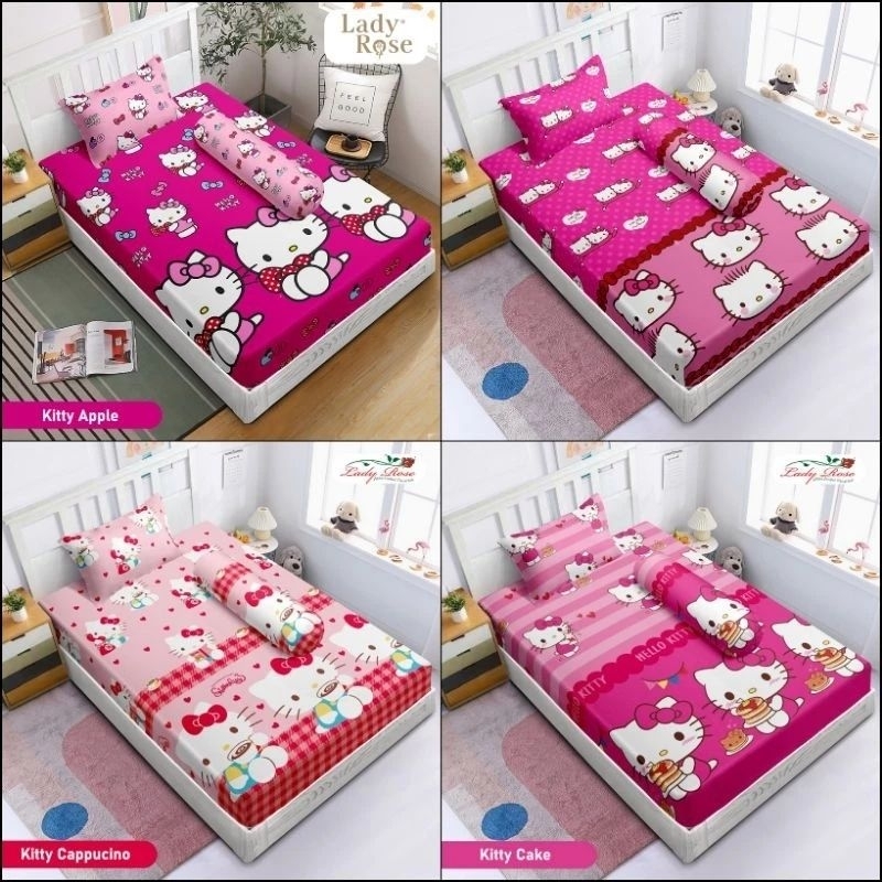Seprei lady rose motif Hello kitty sprei lady rose karakter hello kitty seprei hello kitty sprei HK 
