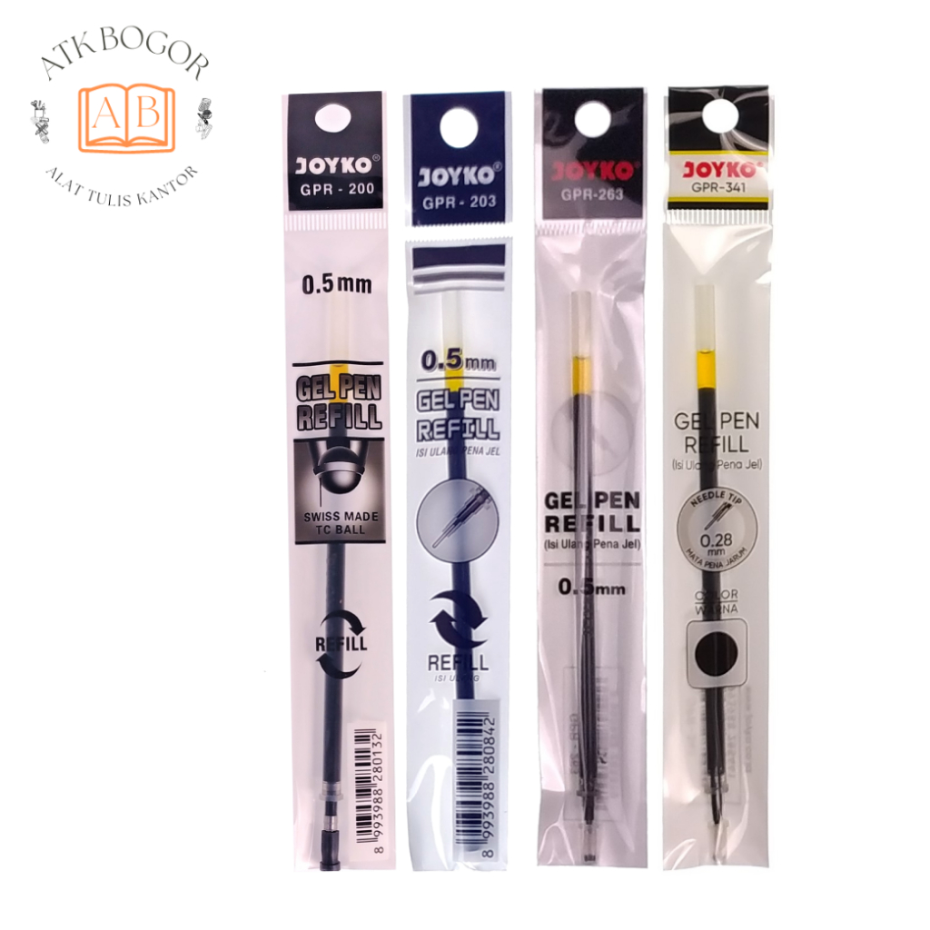 Isi Ulang Pulpen Jel Untuk JK-100 Ujung Pena Tumpul / Lancip Ukuran 0.5 Warna Hitam Joyko Gel Pen Re