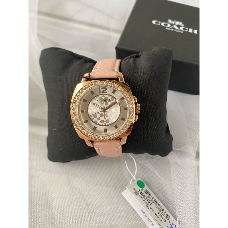 Jam Authentic Coach Boyfriend Crystal Women's Watch Original Pink Diameter 3.4 cm i