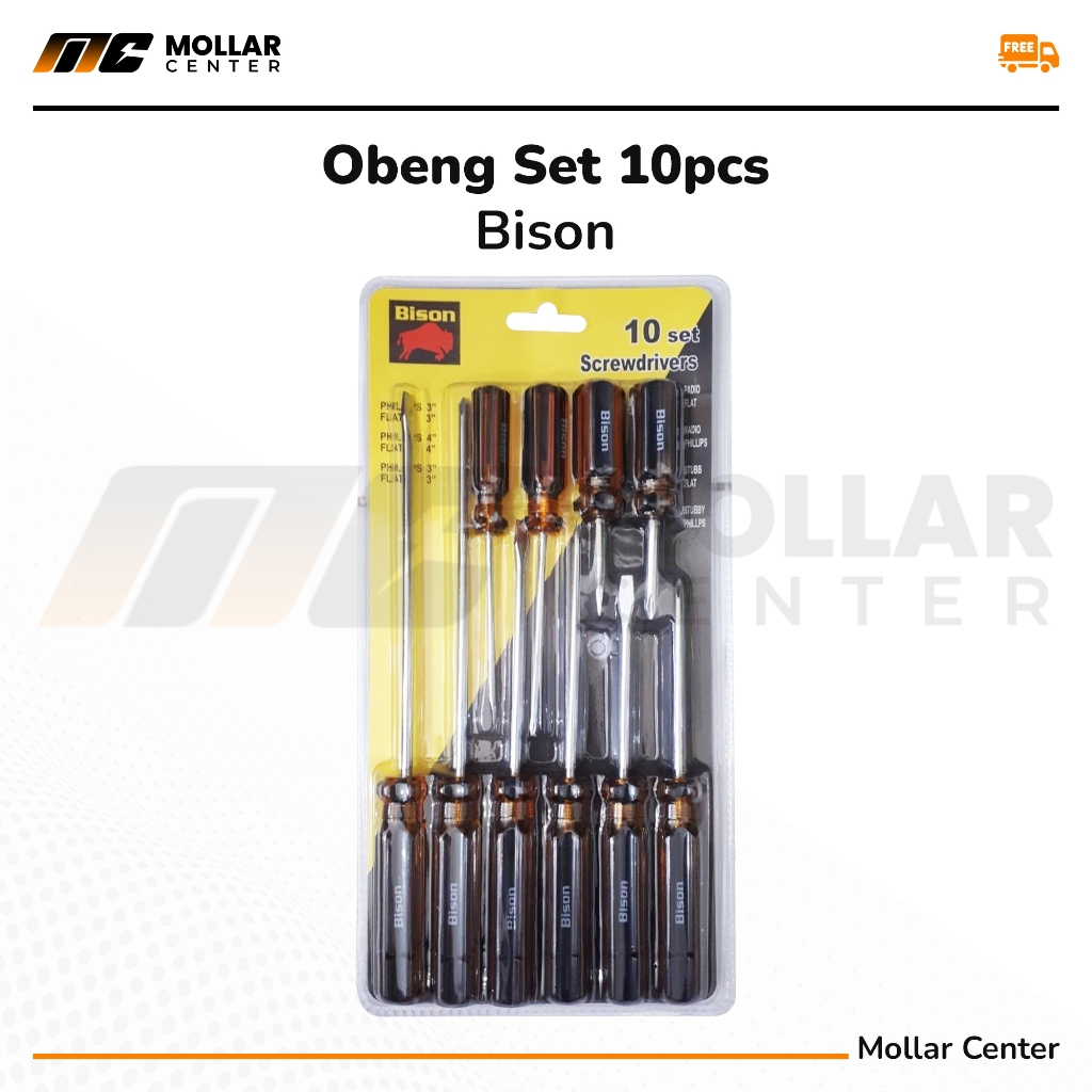 Obeng Set 10pcs 10 pcs Radio Cebol Min Plus Minus 2" 3" 4" 6" - BISON / BISON SDY107 10 Pcs Obeng Ta