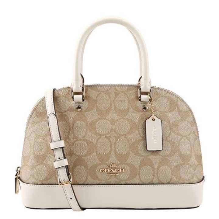 Tas CoacH Mini Sierra Satchel khaki chalk Signature canvas