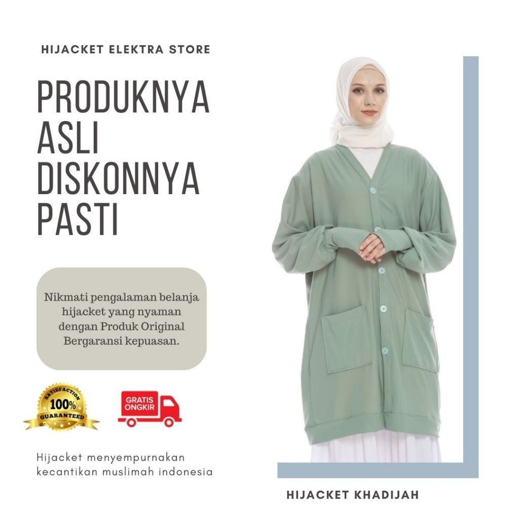 Outer Panjang Hijaber Hijacket Khadijah Sweater Panjang Muslimah Jaket Panjang Hijab Jaket Syari