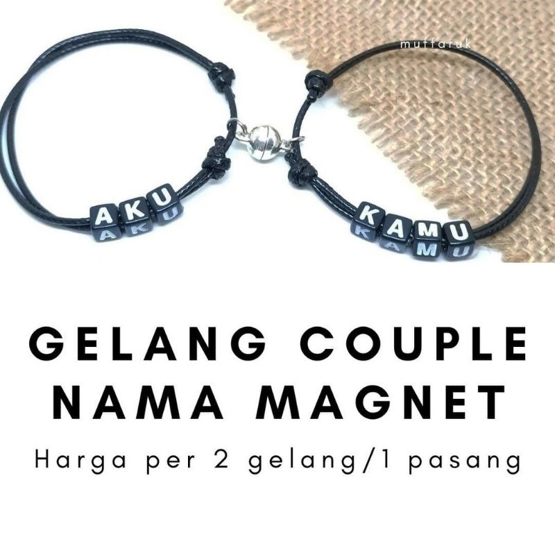 [ 2 PCS ] GELANG COUPLE MAGNET REQUEST NAMA PASANGAN