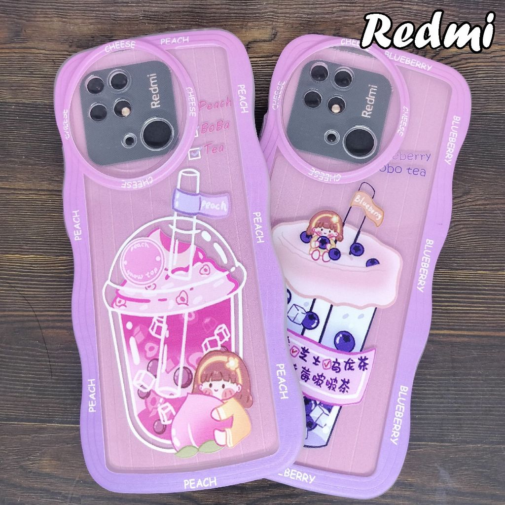 Case Boba Xiaomi Redmi 10C 9C 9A 8 6A 5 Plus 5 5A 4A 4X Wave Softcase Gradasi Peach Blueberry