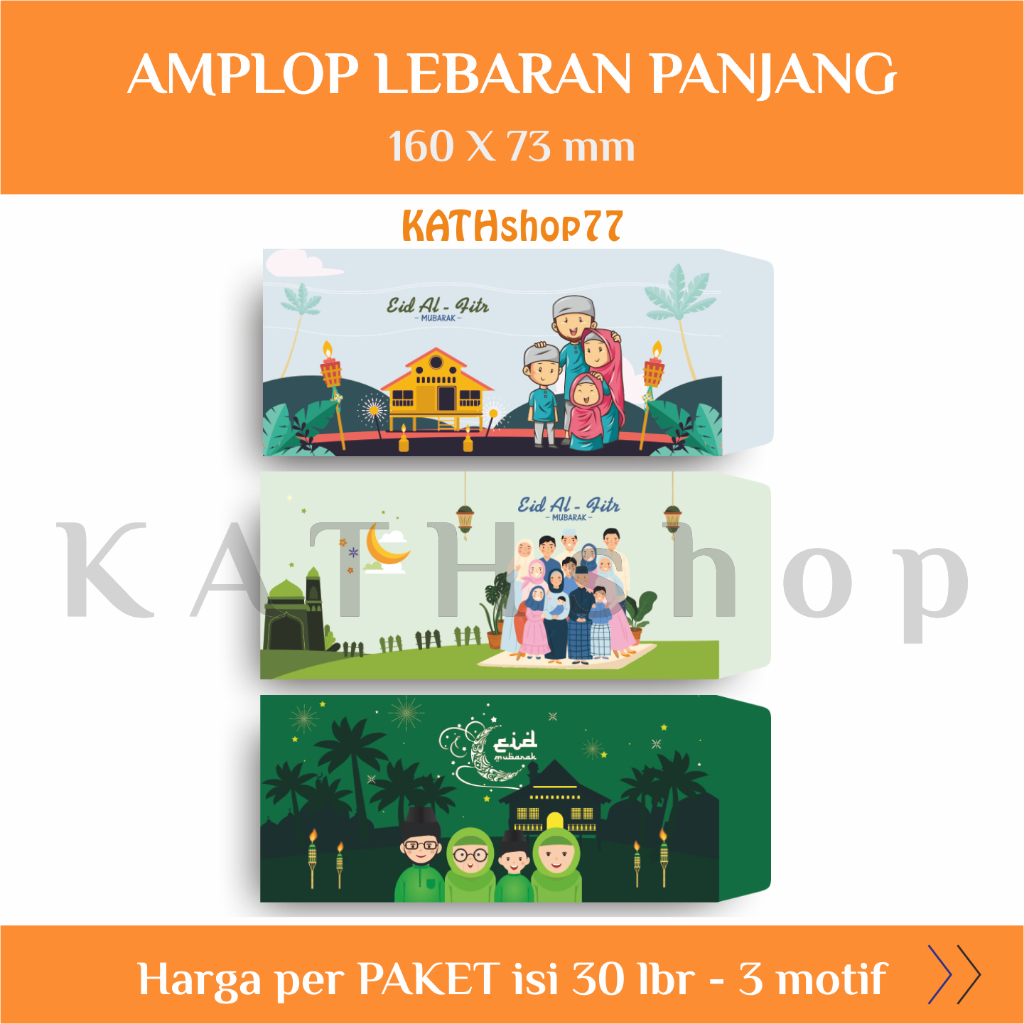 

KATHshop - AMPLOP TEBAL [30 lbr - 3 motif] Angpao THR Lebaran Idul Fitri EID MUBARAK PANJANG 2025