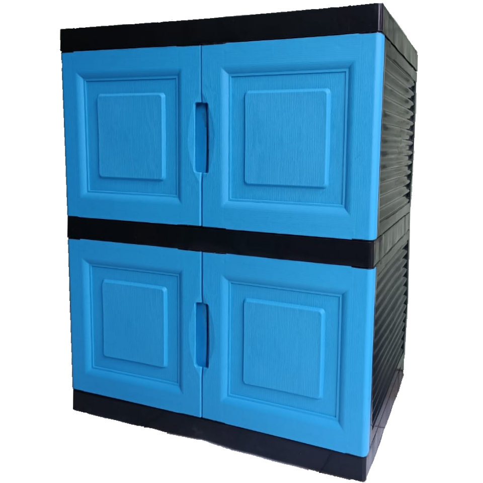 LEMARI PLASTIK SUSUN 2 JUMBO MOTIF SERAT KAYU - PRIMA STAR