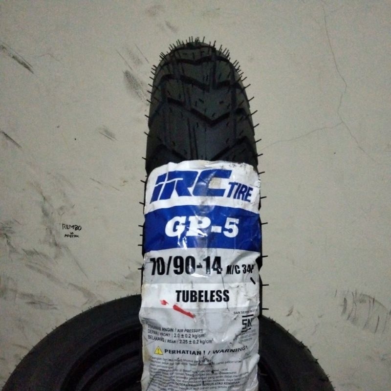 IRC 70/90-14 GP-5 BAN LUAR IRC TUBELESS RING 14 TL 70 90 GP 5 GP5 TUBLESS 709014