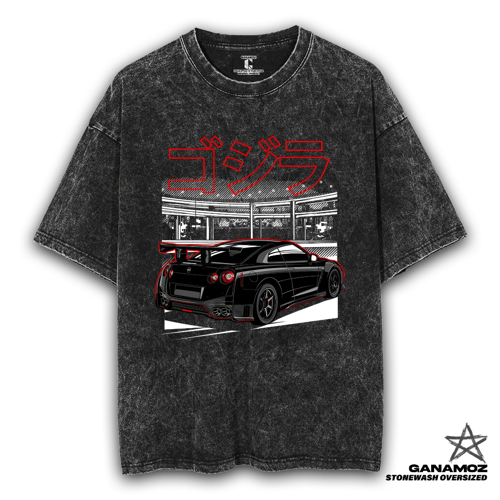 GANAMOZ Kaos Mobil NISSAN GTR Stone Wash Oversize T-shirt | Kaos Oversize Wanita | Kaos Oversize Pri