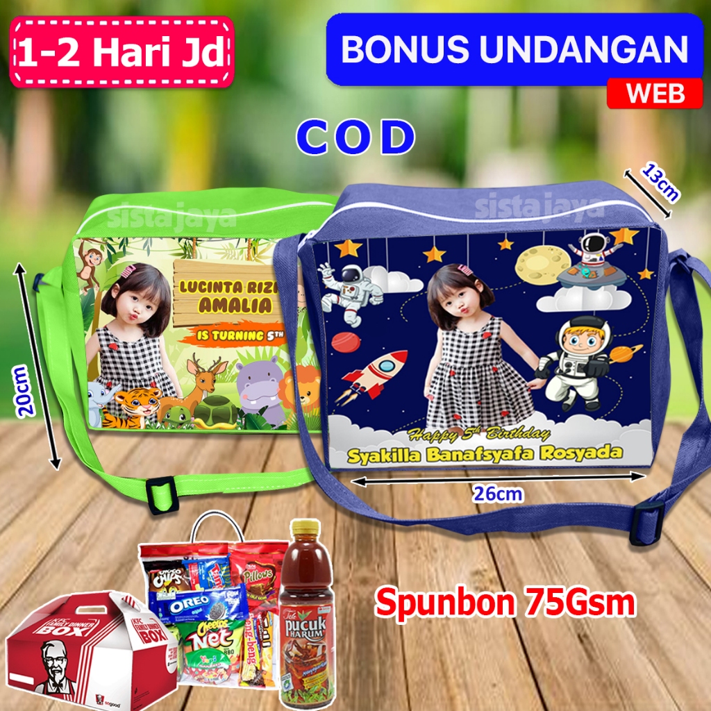 Tas Selempang Ultah Anak Astronot / Tas Selempang Anak Custom / Tas Ulang tahun Anak Selempang / Tas