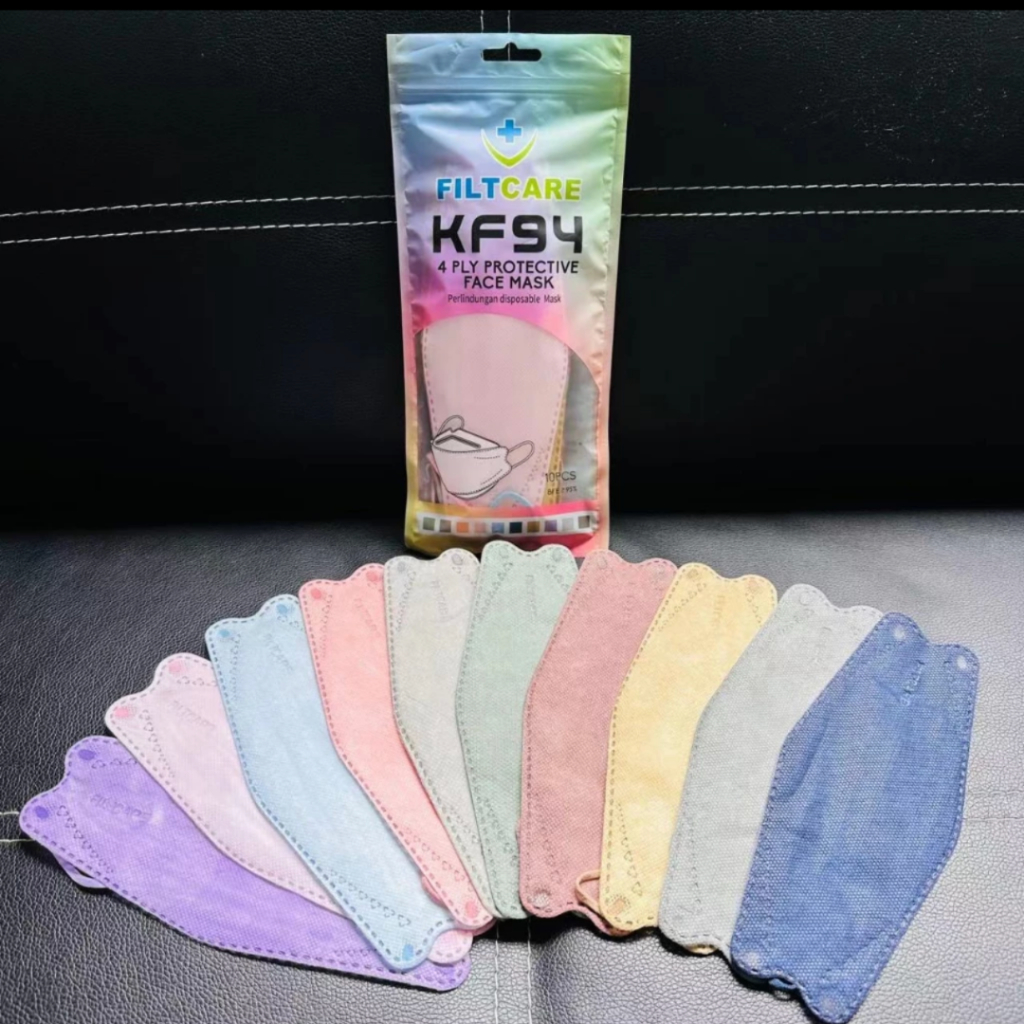 	 Masker Korea KF94 Warna Warni Tali Satu Warna dengan Masker 10 Pcs 4 Ply	
