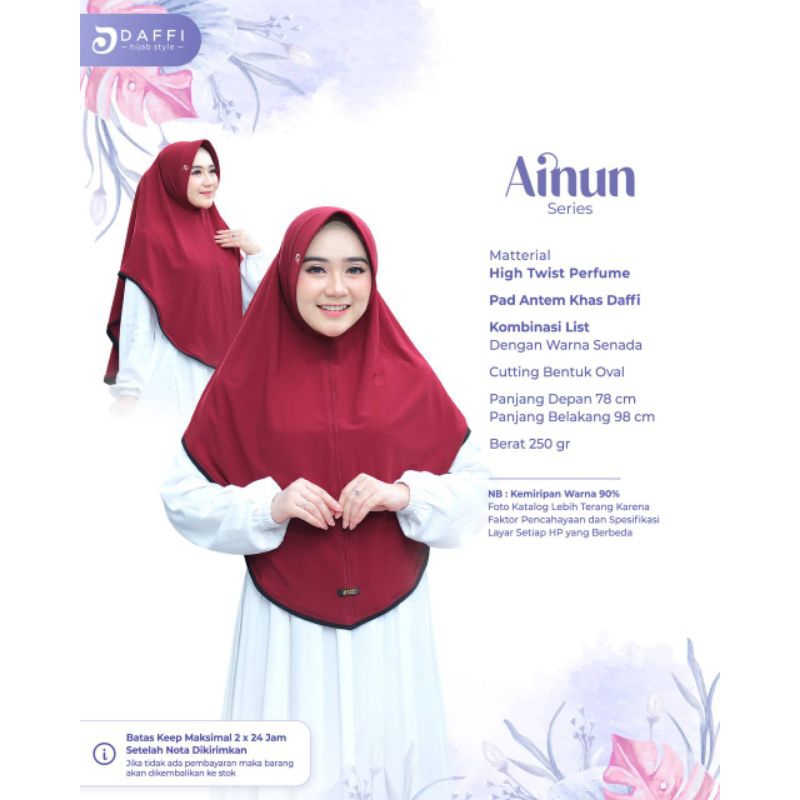 Hijab Instant Bergo Premium Syari Ainun Series by Daffi Hijab