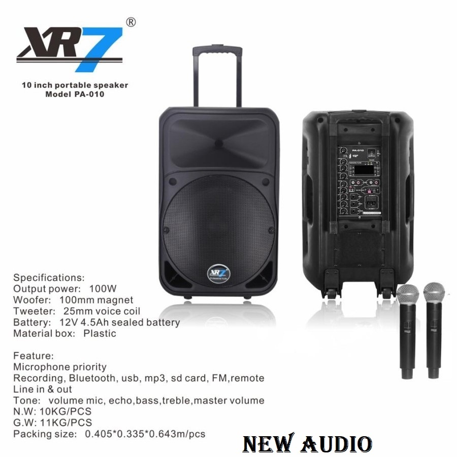Speaker Portable Amplifier Wireless XR7 PA 010 Original 10 inch