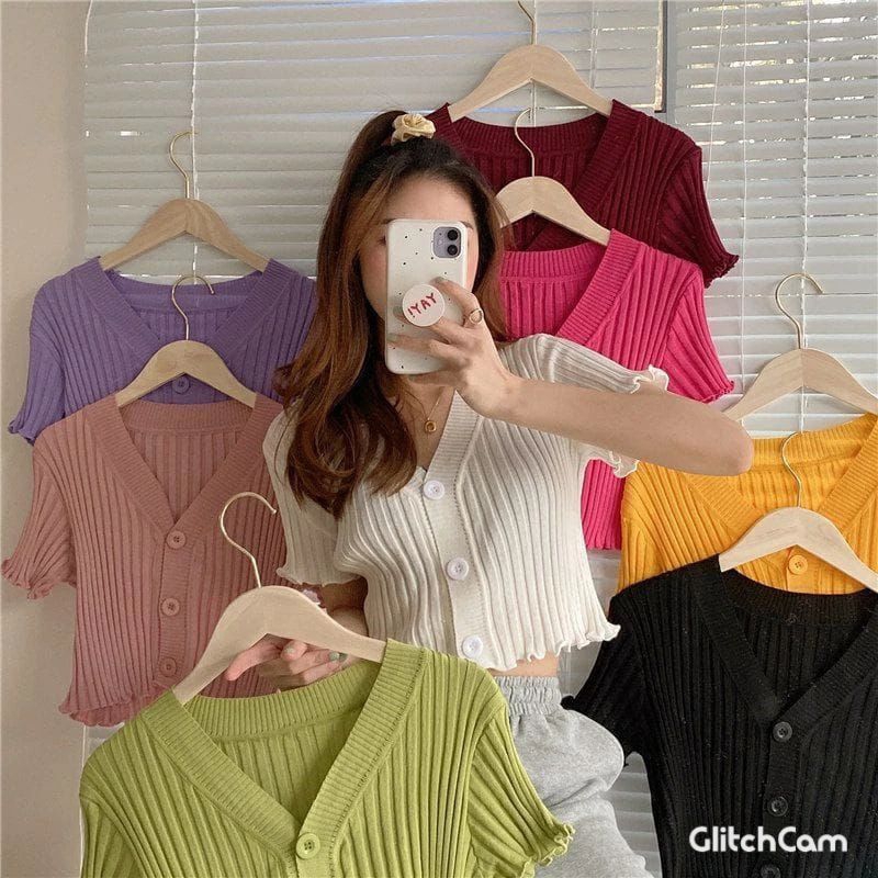 NAYA CROP RAJUT KOREAN STYLE / Naya crop rajut / rajut crop kancing 3 / korean style