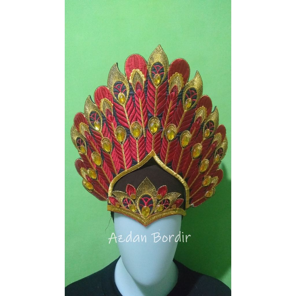 Renda Bordir Mahkota Aksesoris Tari Siger Bulu Merak