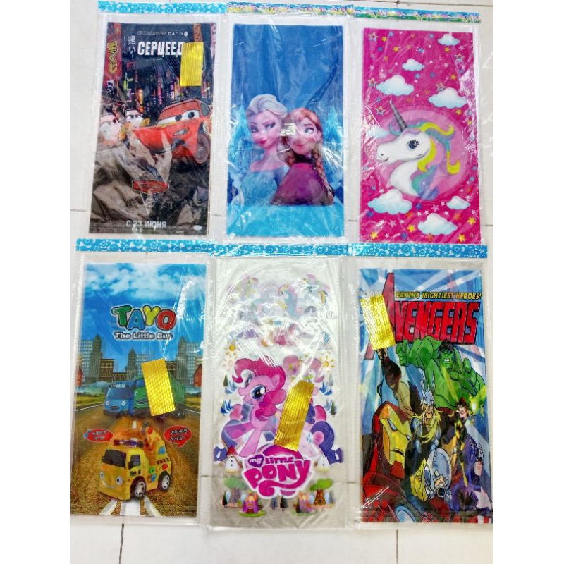 

Plastik Ulang Tahun Karakter Uk. 20x40/Bop Tanggung Karakter/Plastik Ultah Anak Rajawali Party