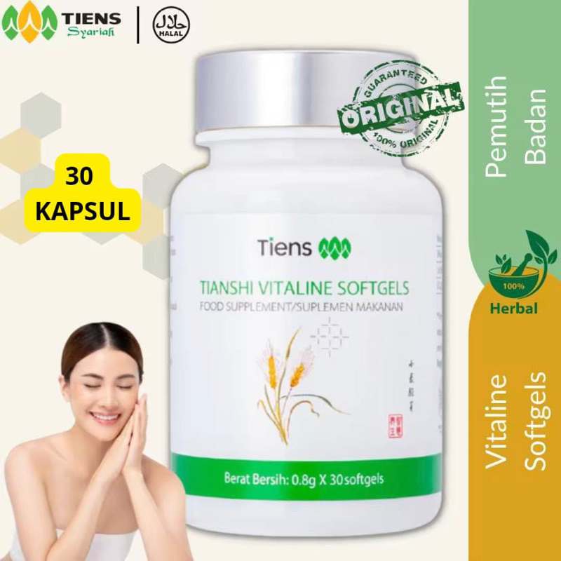 Gratis Ongkir (COD) Vitaline Softgel Tiens Pemutih Kulit Seluruh Tubuh Permanen - Suplemen Pemutih S