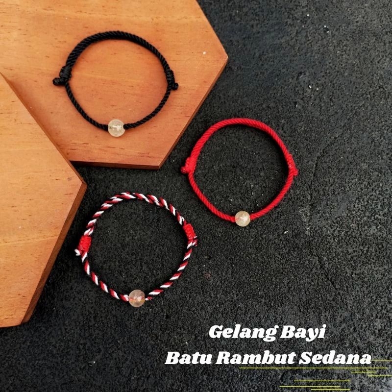 Gelang Bayi Batu Rambut Sedana / Gelang Tridatu Bayi / Gelang Bayi Hitam Polos