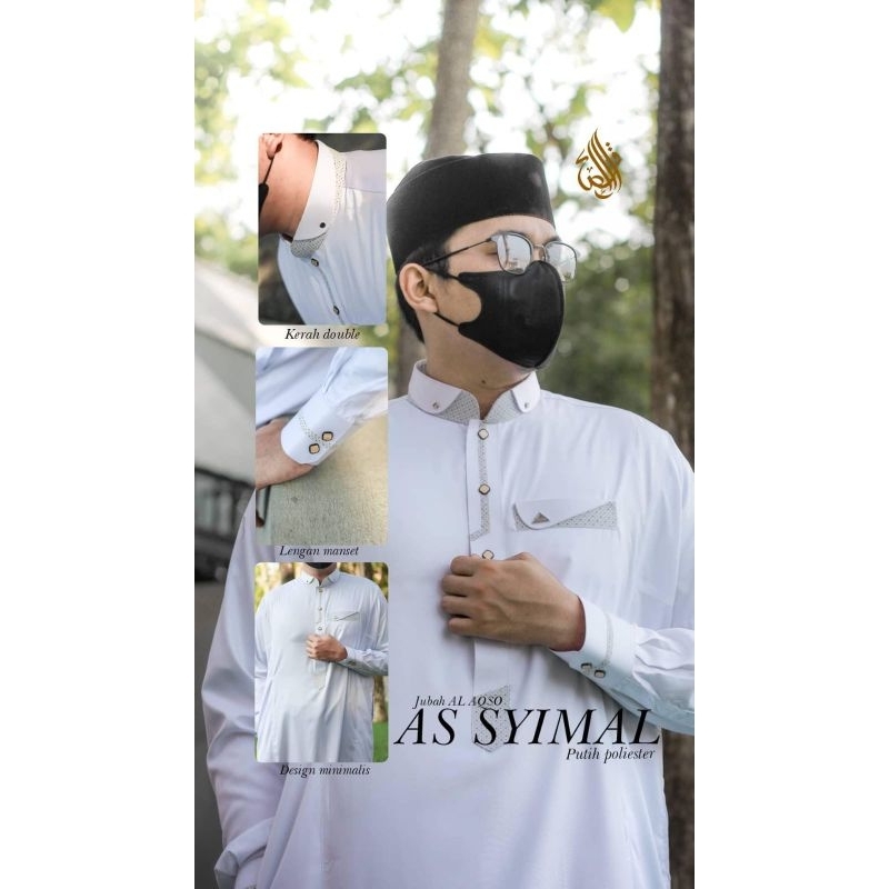 jubah al aqso slim fit lengan manset bahan polyster gamis pria al aqso