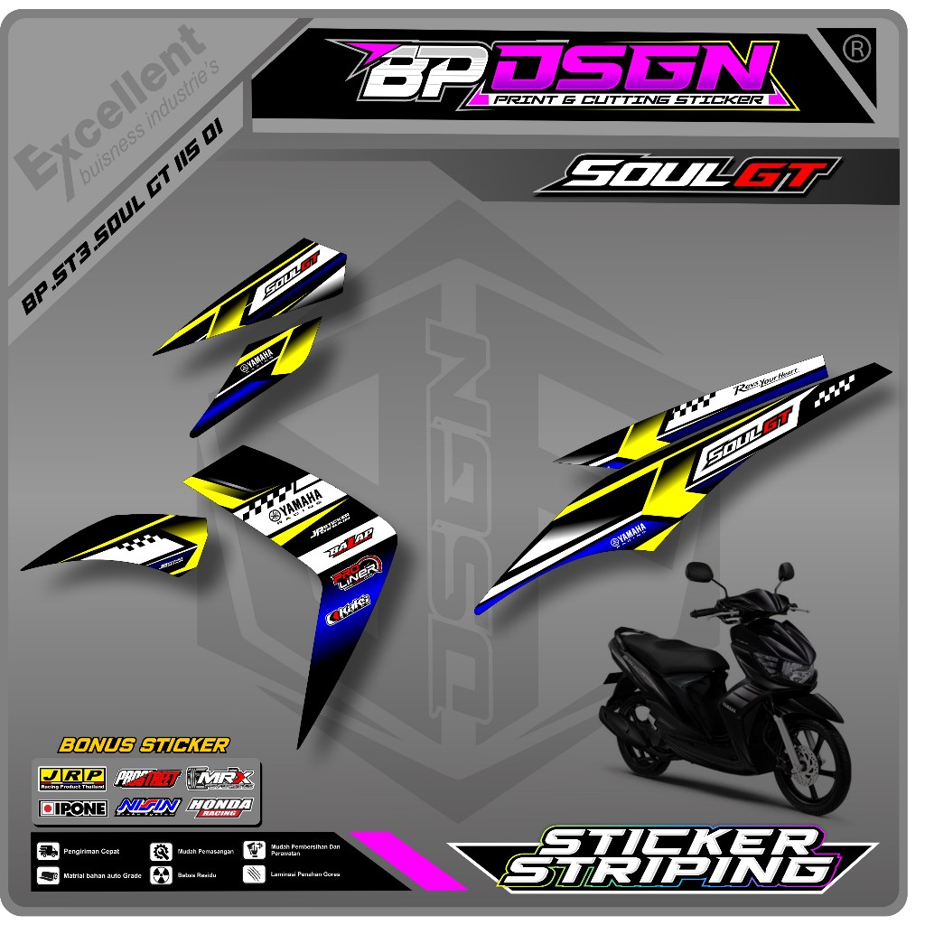 STRIPING MIO SOUL GT 115 - STICKER STRIPING MOTOR YAMAHA MIO SOUL GT 115 RACING TERBARU