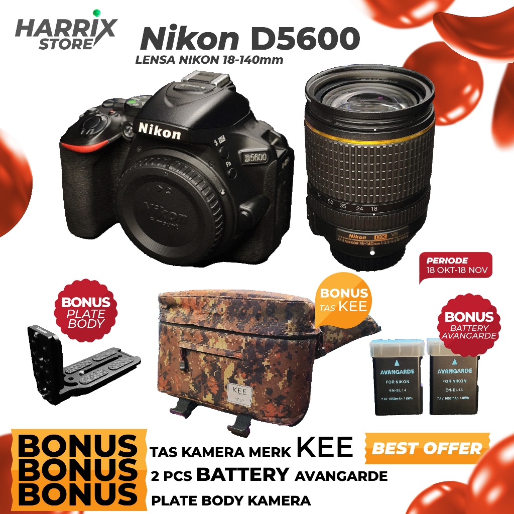 Kamera NIKON D5600 with Lensa Nikon18-140 mm  | Banyak BONUSNYA