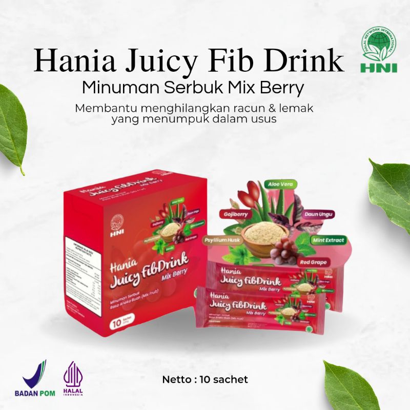 

HANIA JUICY FIBDRINK HNI HPAI - Membantu Mengeluarkan Racun dan Lemak