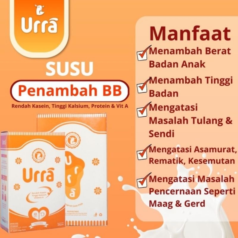 

[ PAKET 2 BOX ] SUSU URRA - Susu Kambing Saanen Bubuk Premium - Anti Prengus Sumber Protein Tinggi Nutrisi dan Kalsium - 200gr Halal BPOM