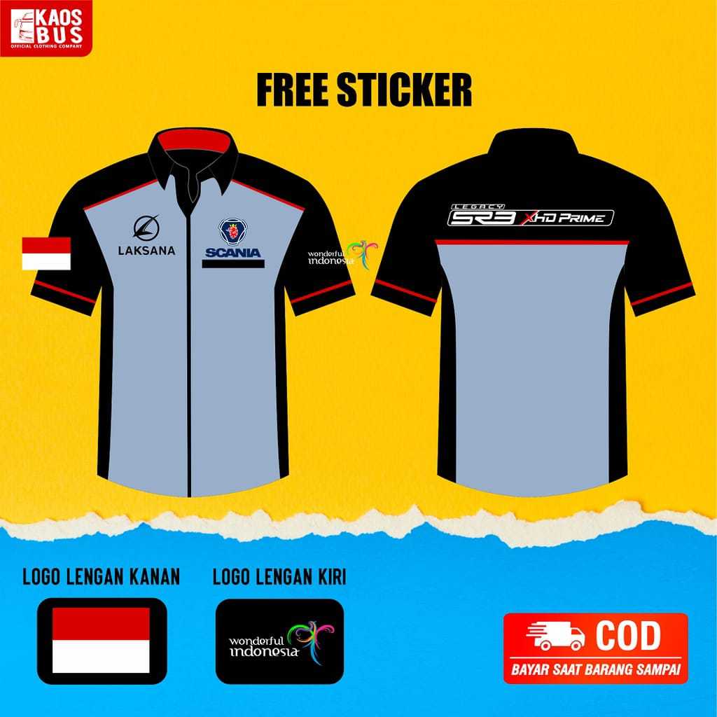 Kemeja Baju Bus Bis Mania Bismania Scania Legacy SR 3 Xhd Prime Laksana