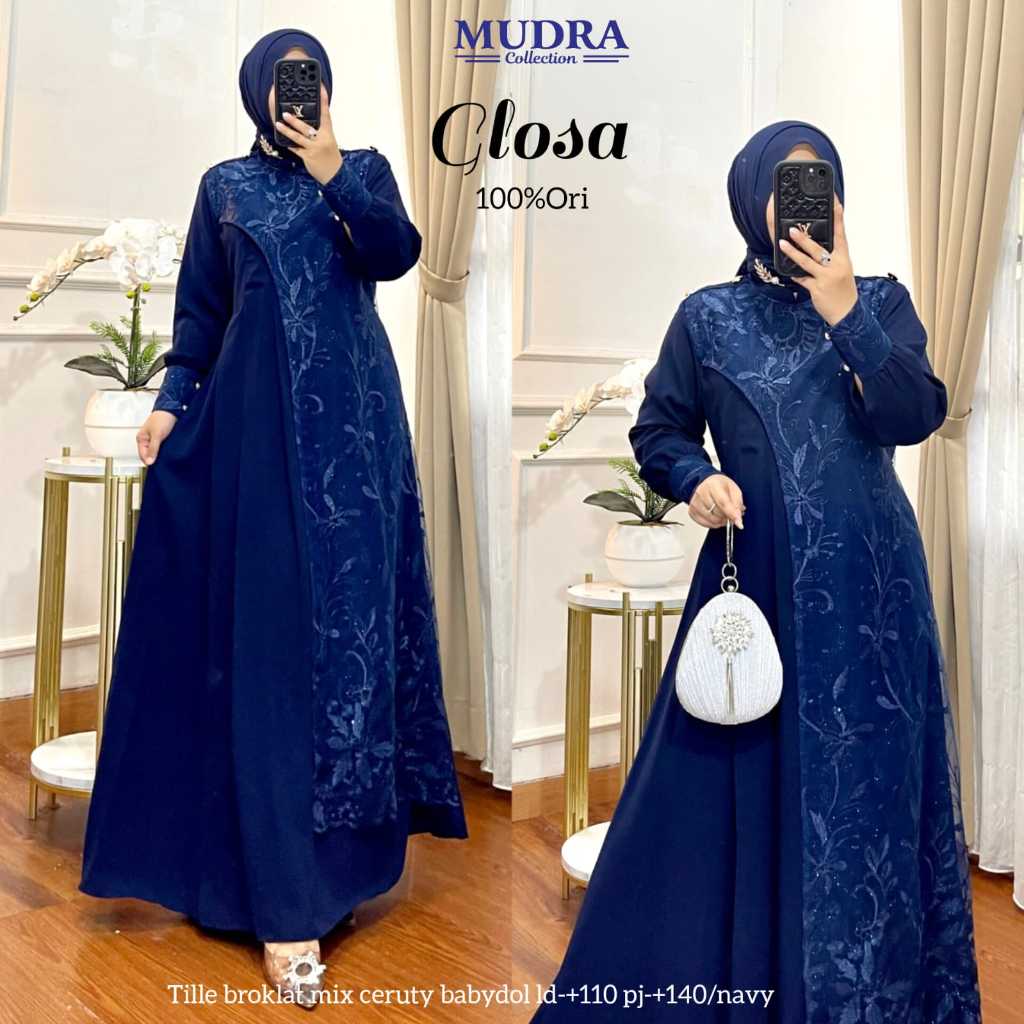 [LD 110] GLOSA DRESS GAMIS BRUKAT WANITA PESTA BAHAN TILE BROKAT MIX CERUTY BABYDOLL ORI BY MUDRA HI
