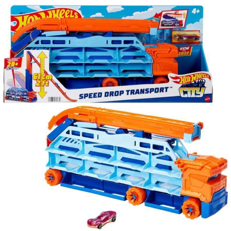 HOT WHEELS SPEED DROP TRANSPORT HAULER TRUK TRAILER MOBIL DIECAST TRACK SELUNCUR