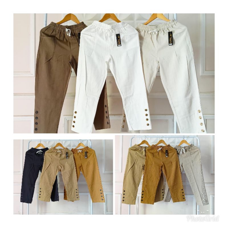 TIARA PANTS VARIASI KANCING BAWAH // KULOT KATUN ONLY PREMIUM