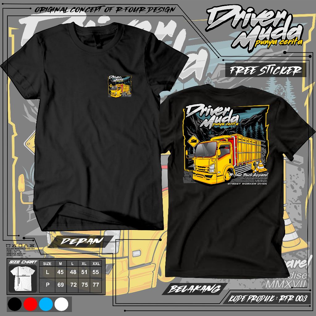 KAOS DRIVER MUDA RFR008 KAOS TRUK OLENG KAOS RFOUR TRUCK APPAREL KAOS L300