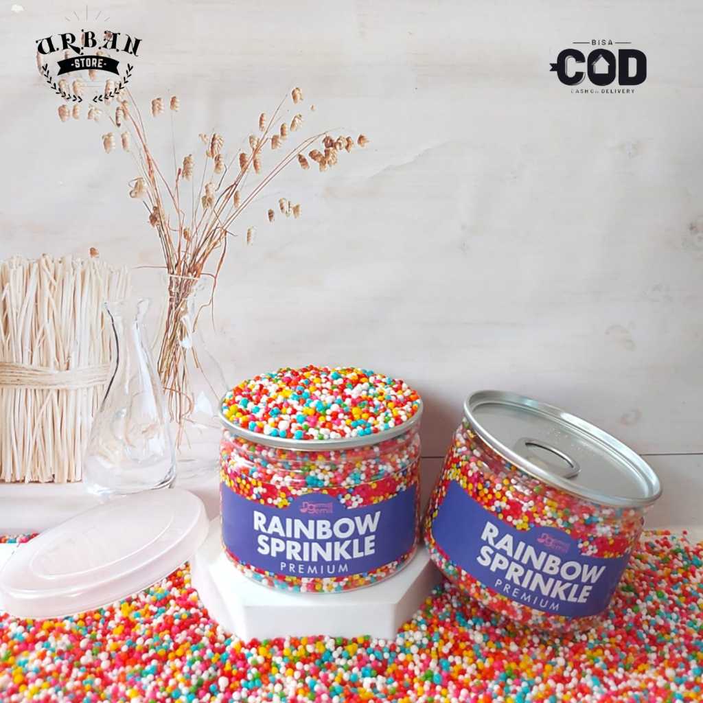 

Can - Rainbow Sprinkle Sugar Sprinkle Trimit Warna Warni Hiasan Kue Bolu Donut Kualitas Premium