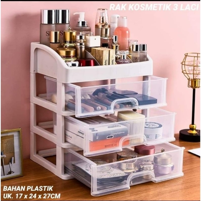 Rak Kosmetik dengan Laci / Rak Kosmetik Plastik / Tempat Kosmetik