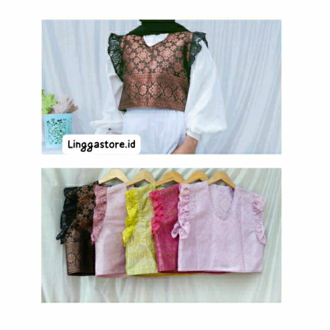 Vest Crop Songket Mix Brokat/ Outer Batik Crop Vest Batik