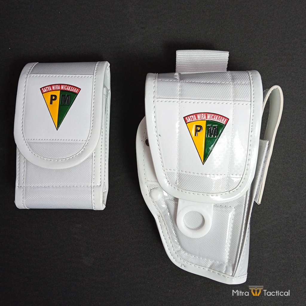 Sarung Pistol Set PM | Sarung Pistol Set TNI | Sarung Pistol Polisi Militer Putih | Sarung Pistol TN