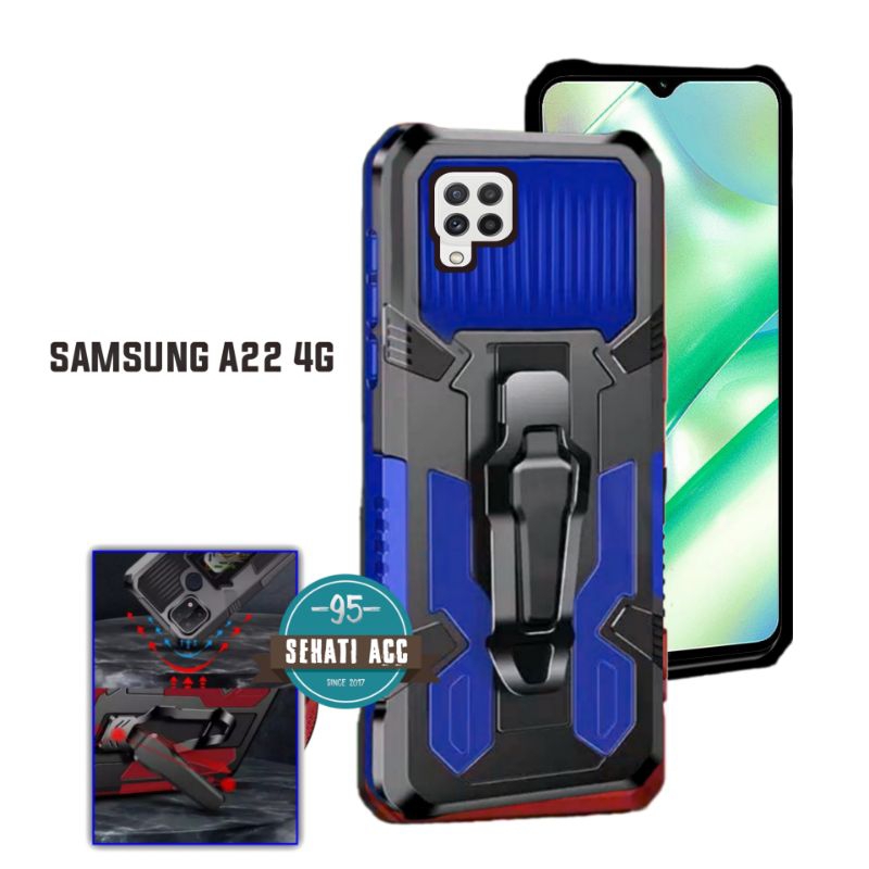 SAMSUNG A22 4G Casing robot standing klip hard case robot kristal