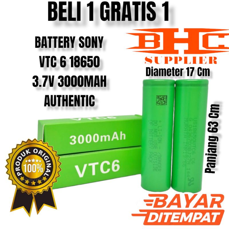 BATTERY SONY VTC6 3.7V 3000 MAH 6A 18650 ORIGINAL / BATERAI VAVOOR / BATERAI SENTER / BATERAI SPEAKE
