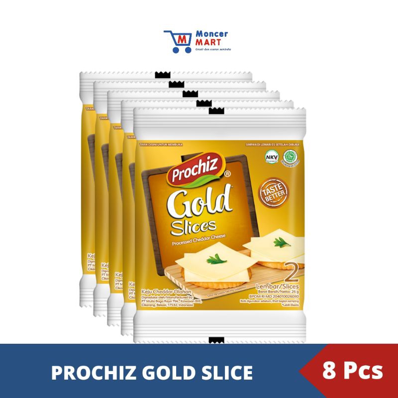 

Keju Prochiz Gold Slice Renteng Isi 8 Pcs x 2 Lembar