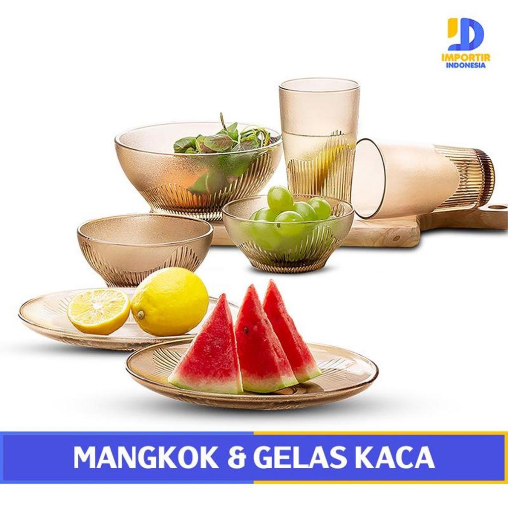IMPORTIR Set Piring Mangkok Gelas Isi 6 Set Bahan kaca berkualitas
