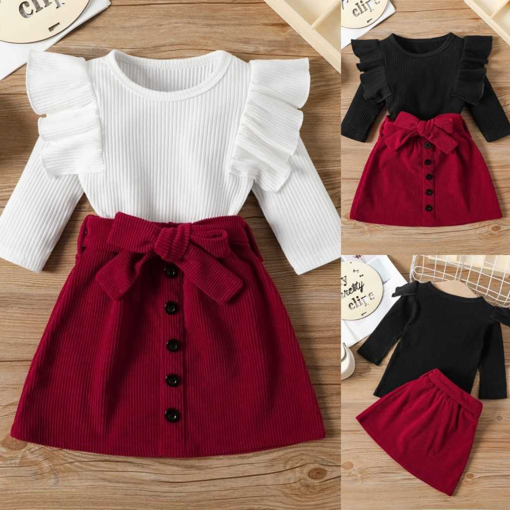 KD52 Setelan Set Anak Perempuan Blouse + Rok Fanel