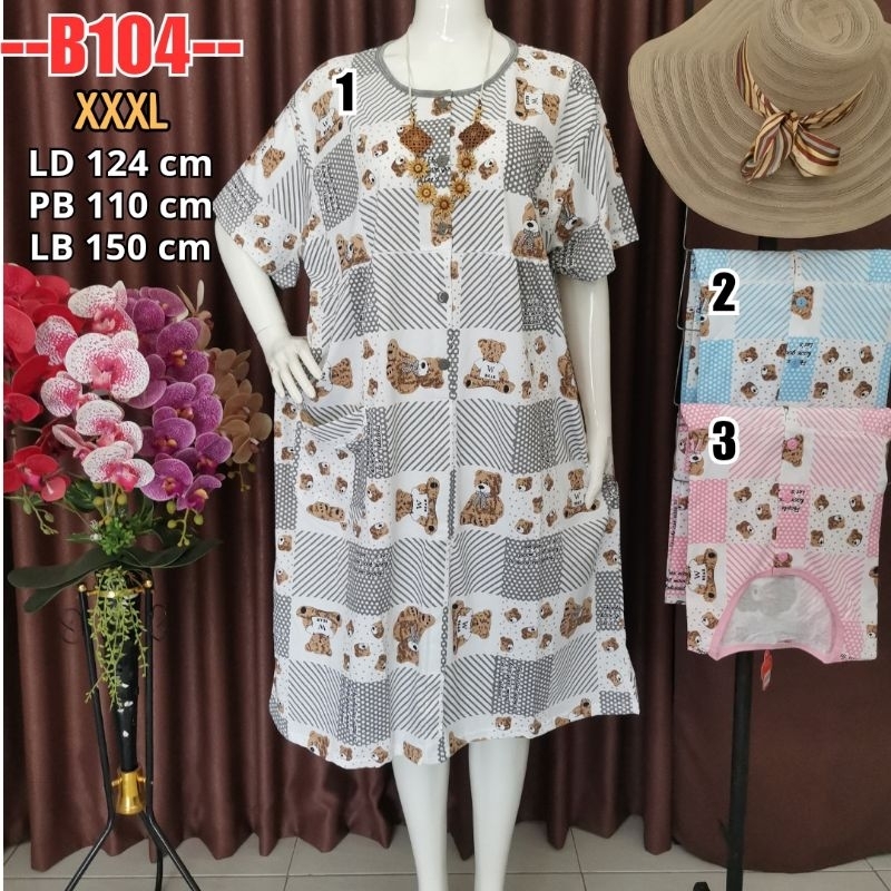 Daster Kaos Jumbo XXXL BKH / Baju Menyusui Busui 5 Kancing Depan 3XL LD 120 B104