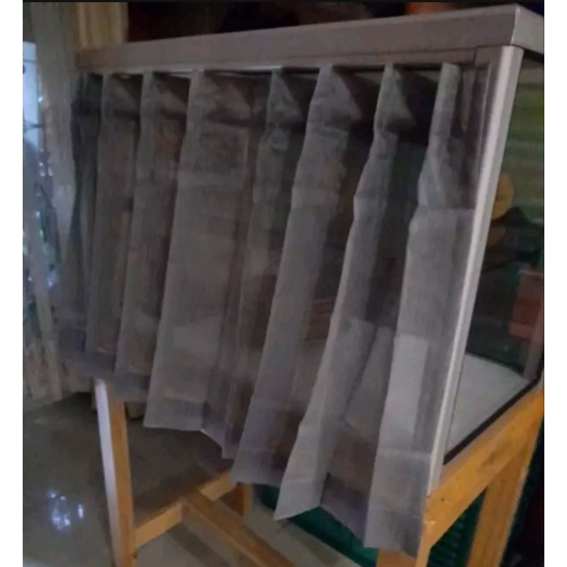 Gorden Etalase makanan etalase warteg warung penutup makanan Hordeng abu abu polos transparan