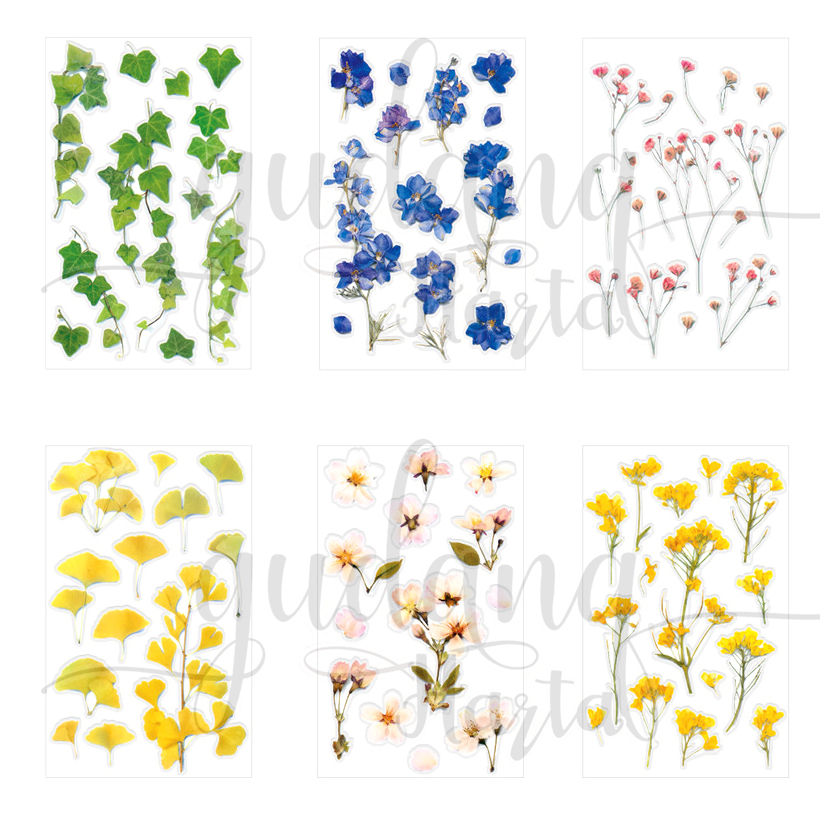 

Stiker PVC Waterproff Flowers And Leaves Sticker Bunga Dun DIY Scrapbook GH 303010
